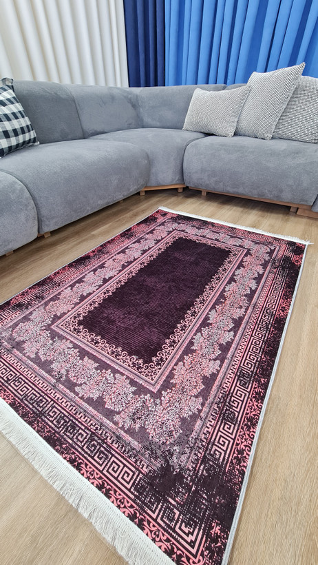 فرش چاپی طرح سنتی فانتزی زمینه بنفش یاسمنی کدh478