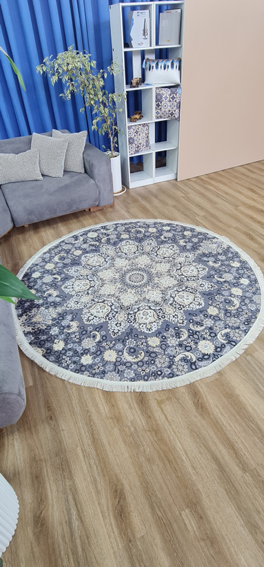 فرش چاپی دایره زمینه طوسی کد U47